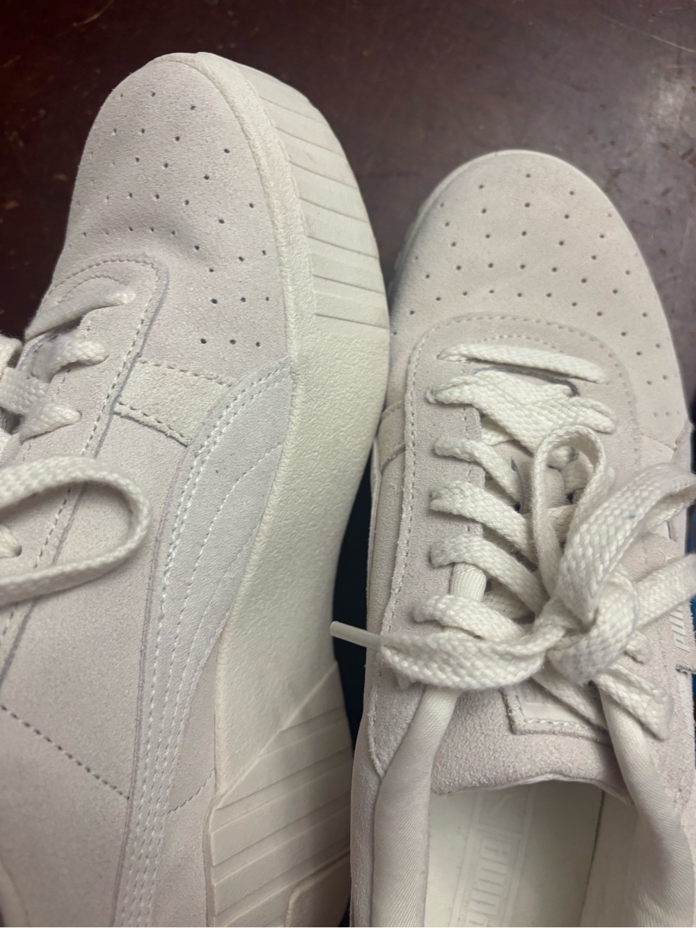 Puma marshmallow Cali trainer tonal wedge sneaker full suede upper 8 athletic - Picture 7 of 10